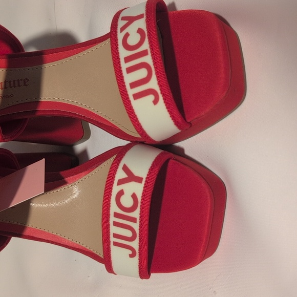 Juicy Couture Red and White Heeled Sandals - Picture 4 of 11